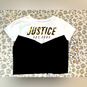 Justice Kids' Black and White Graphic Tee